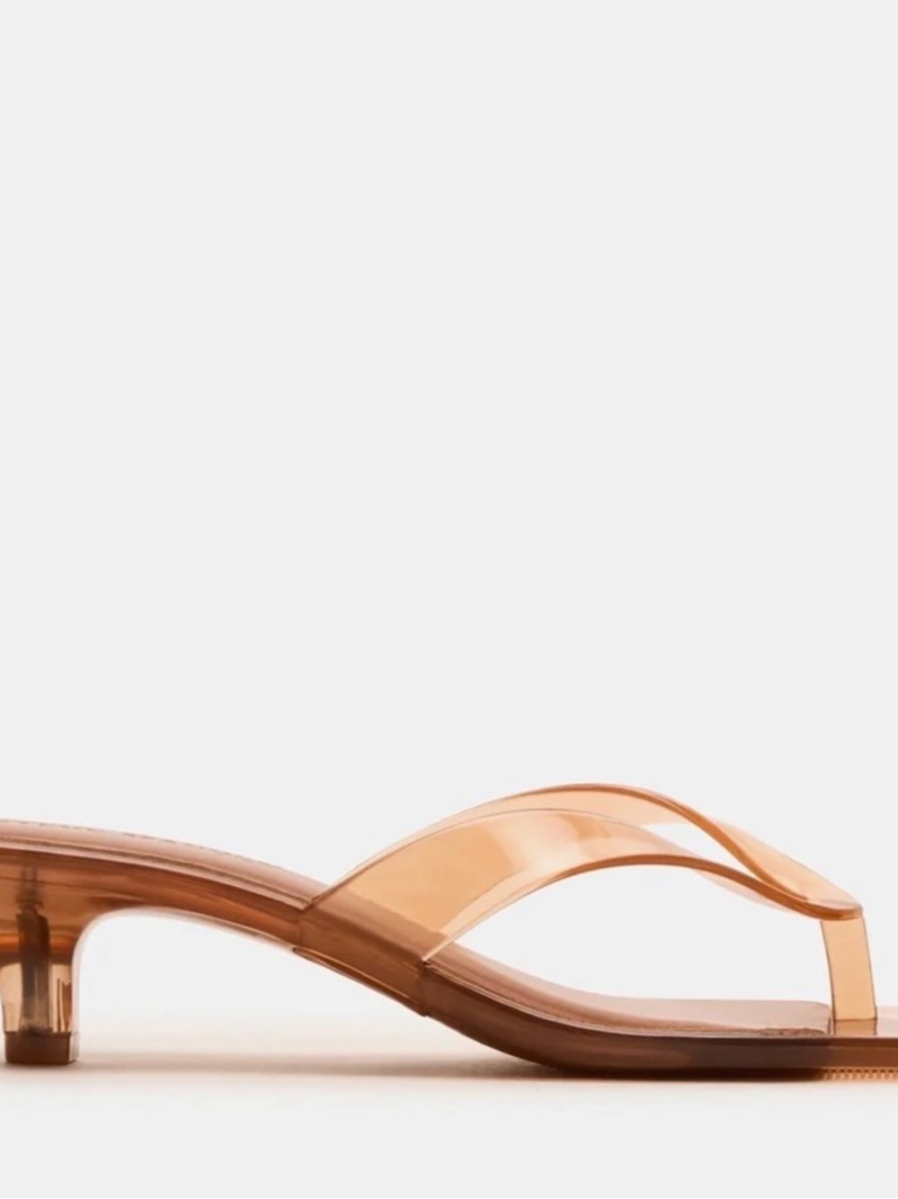 Steve Madden Tan Transparent Thong Kitten Heel Sandals - Picture 5 of 5